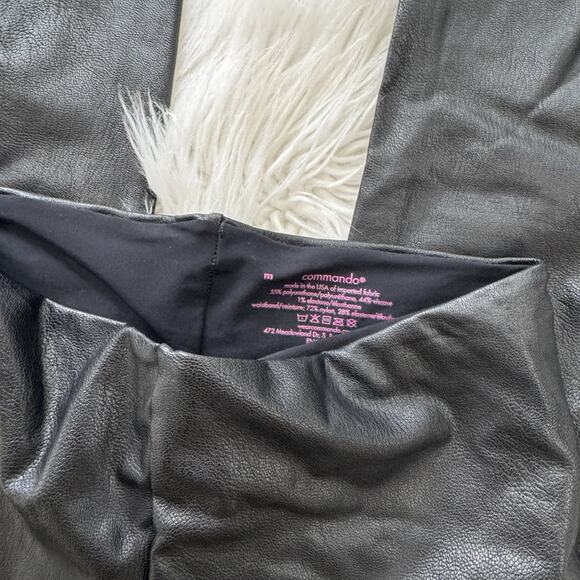 Commando Control Faux Leather Legging Black High Waist Stretchy Medium - Picture 3 of 5